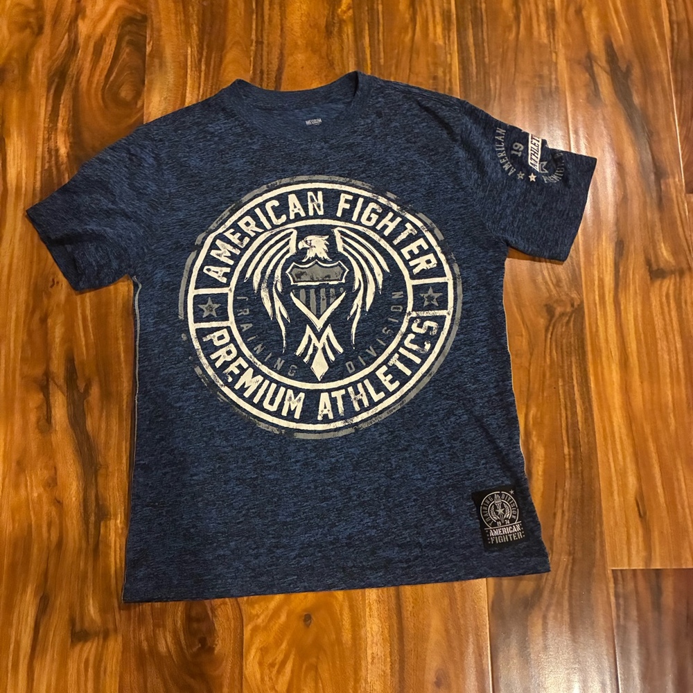 American Fighter kids M Training T Shirt‎ UFC MMA Gym Workout Black